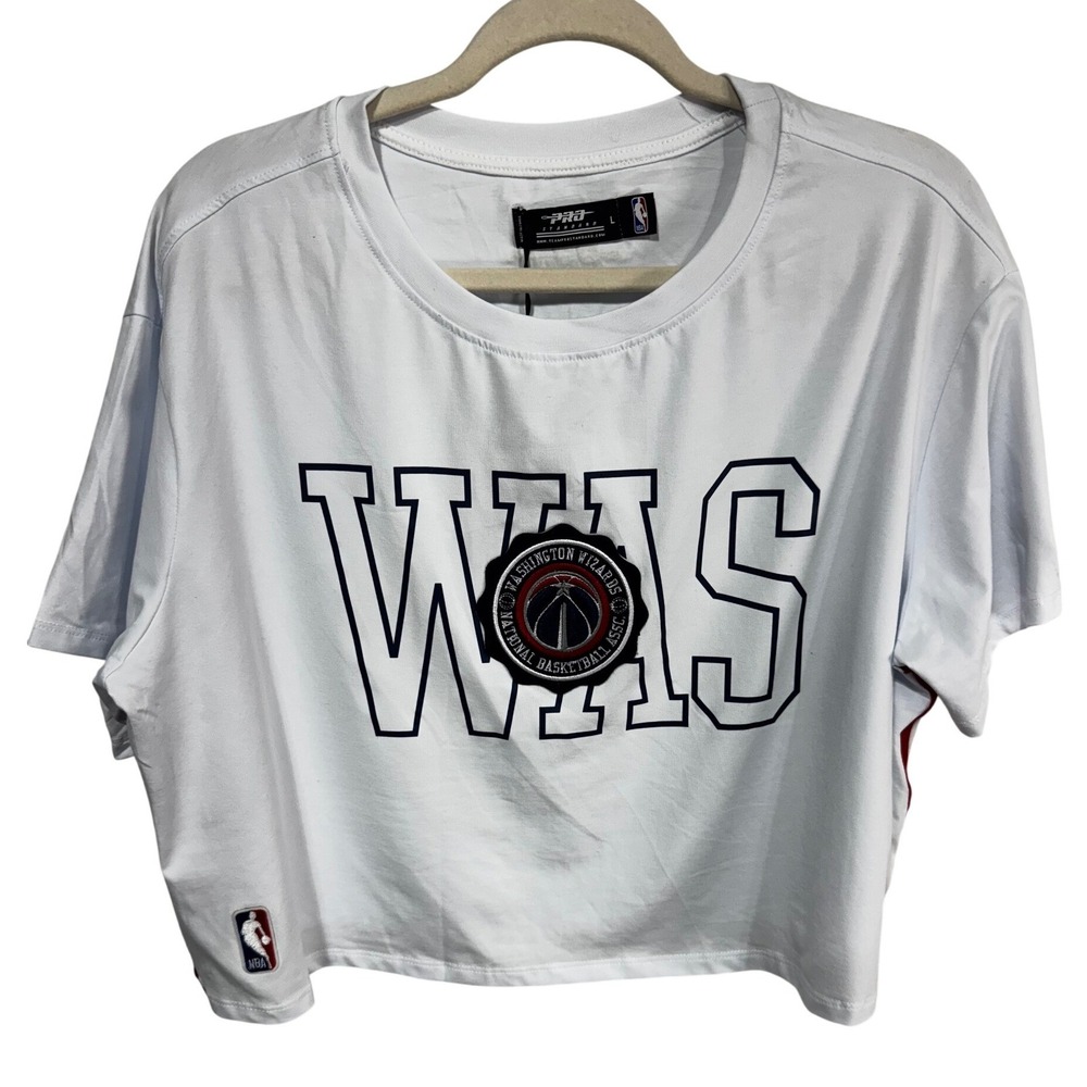 Pro Standard Women's Large White Washington Wizards NBA Boxy Crop Top Shirt New